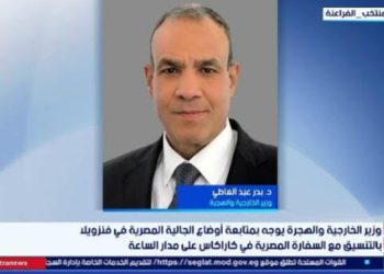 وزير الخارجية والهجرة يوجه بمتابعة أوضاع الجالية المصرية في فنزويلا بالتنسيق مع السفارة المصرية في كاراكاس